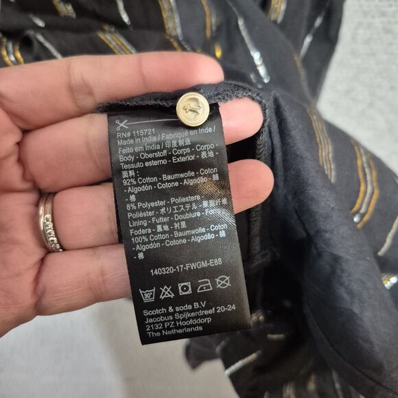 SCOTCH & SODA Maison Scotch Girls  Black Gold Striped Long Sleeve Dress 14 - Picture 3 of 8